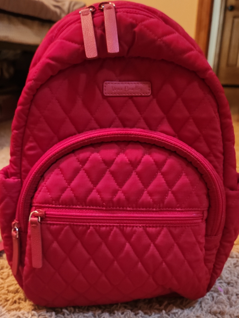 Vera Bradley Bright Red Quilted Mini Backpack